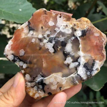 Natural cherry blossom agate exquisite original ore slice ornament